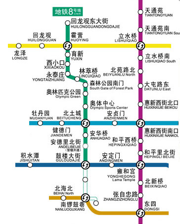 北京地铁8号线线路图与时刻表