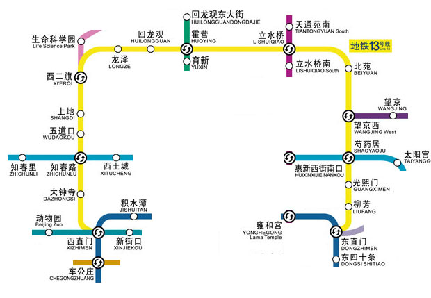 北京地铁13号线线路图与时刻表_京城网