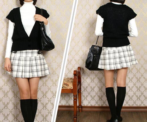 初冬呢子半裙淘件配长靴