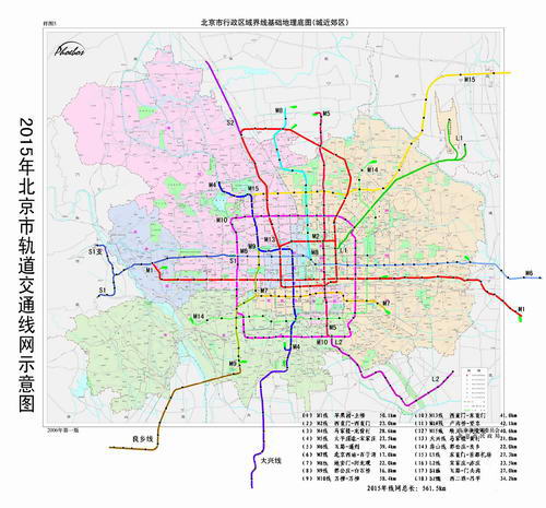 2015年北京市轨道交通线网示意图2