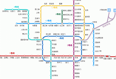 2009北京地铁运营线路图(包括地铁4号线)<