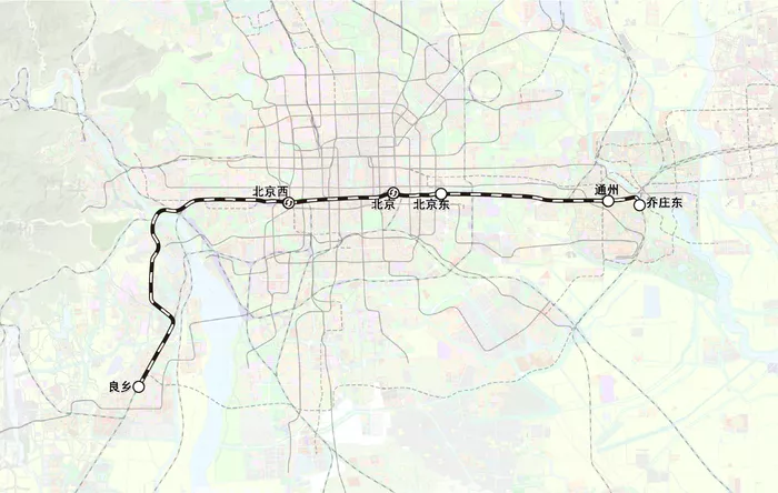 北京市郊铁路城市副中心线运营路线图