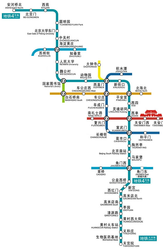北京地铁4号线运路图